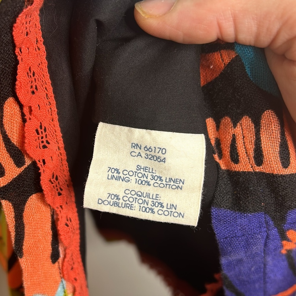 Edme & Esyllte Anthropologie cotton linen pocketed Tropical Print Summer Dress - Picture 5 of 9